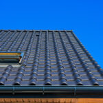 vertical low angle closeup shot black roof building