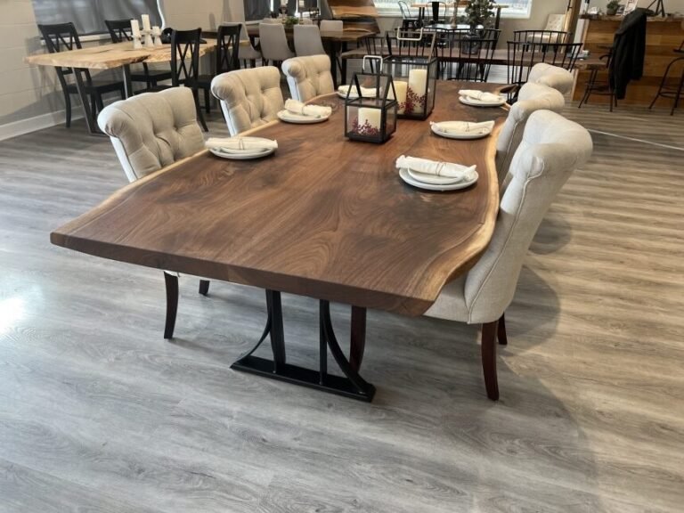 Styling Live Edge Tables with Glass, Metal, and Fabrics