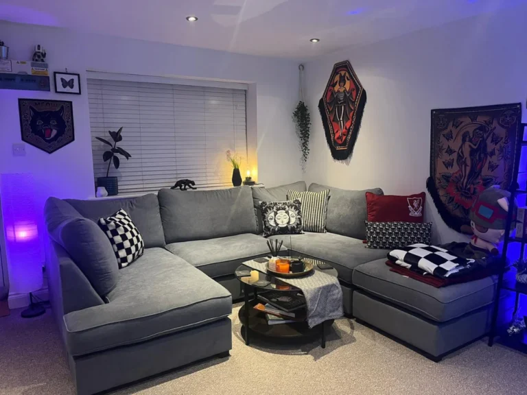 Carnaby Small U Shape Sofa in Cream with Matching Footstool