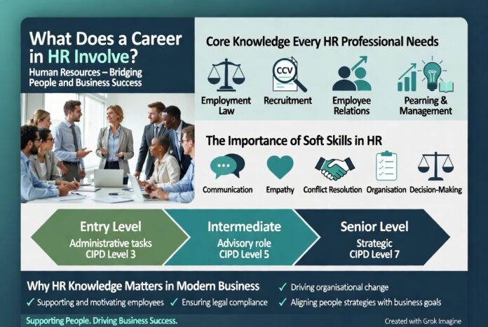 What Does a Career in HR Involve Human Resources, often referred to as HR, plays a central role in how organisations manage, support
