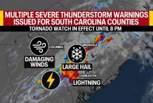 Multiple Severe Thunderstorm Alerts Issued for South Carolina Counties