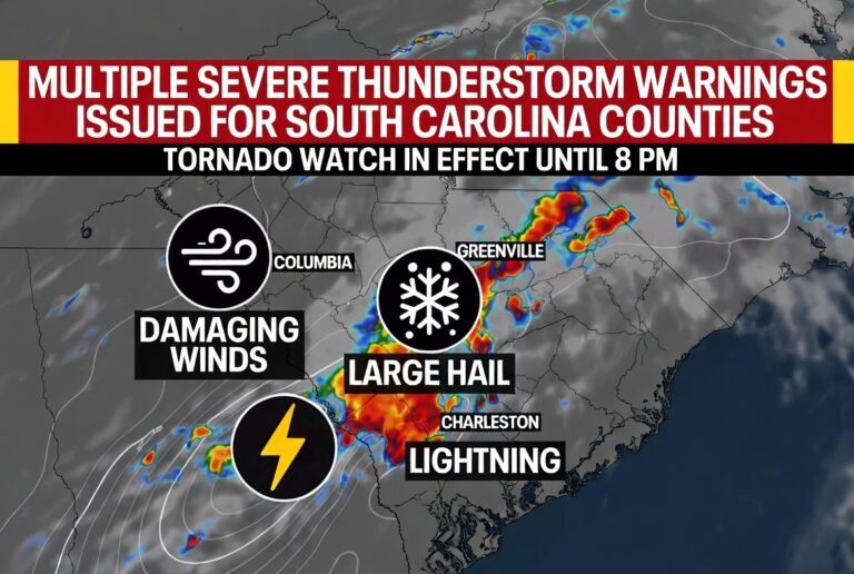 Multiple Severe Thunderstorm Alerts Issued for South Carolina Counties