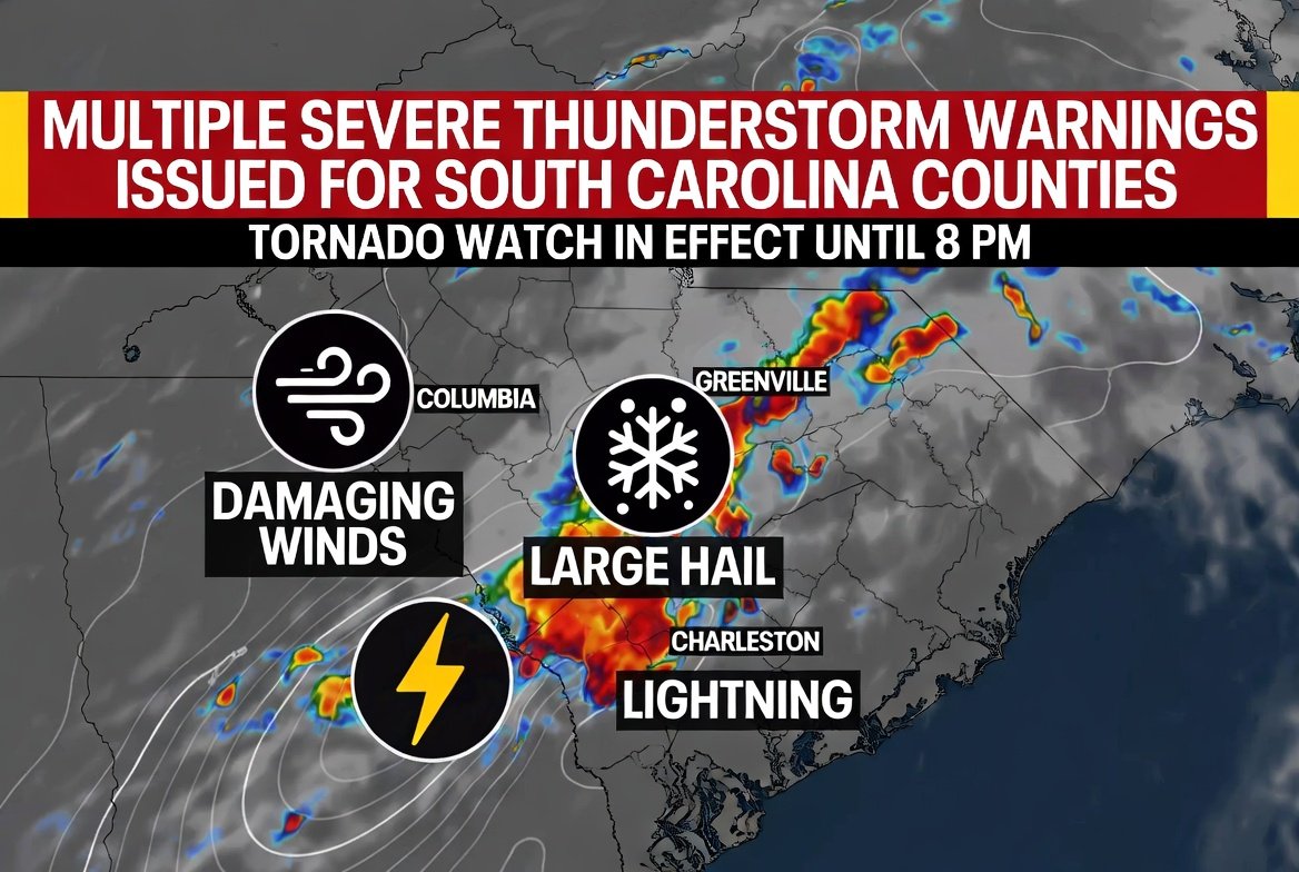 Multiple Severe Thunderstorm Alerts Issued for South Carolina Counties