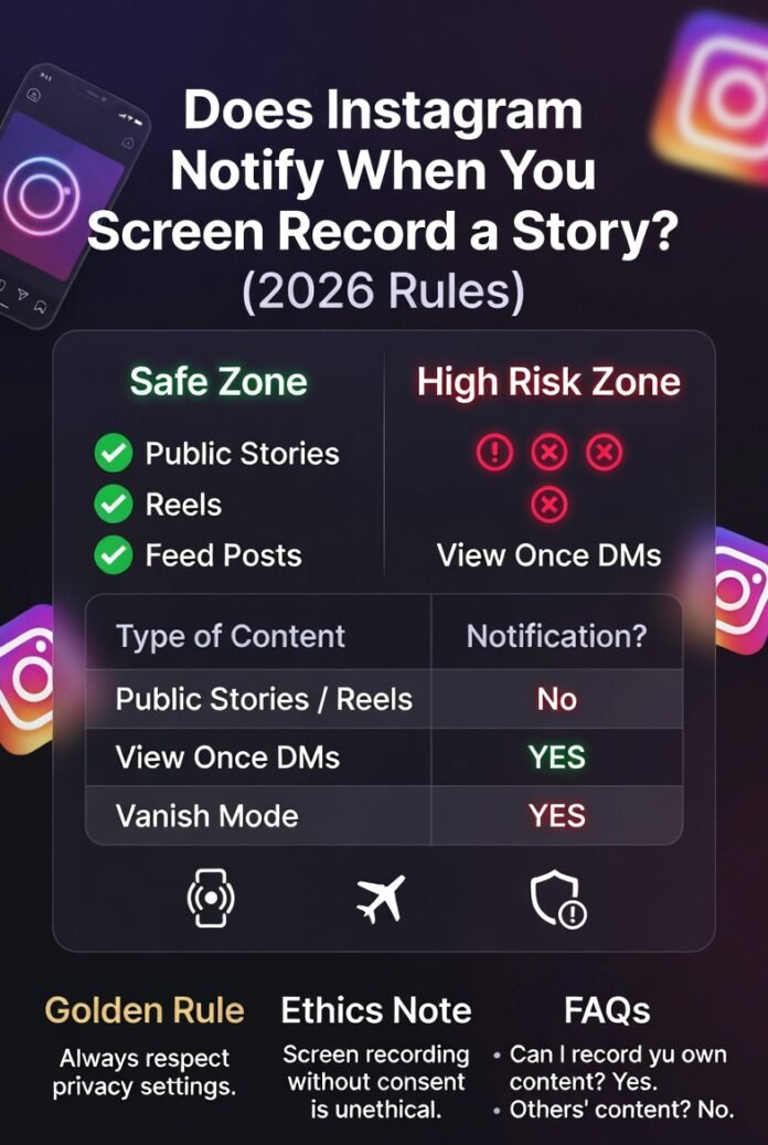 does instagram notify when you screen record a story​