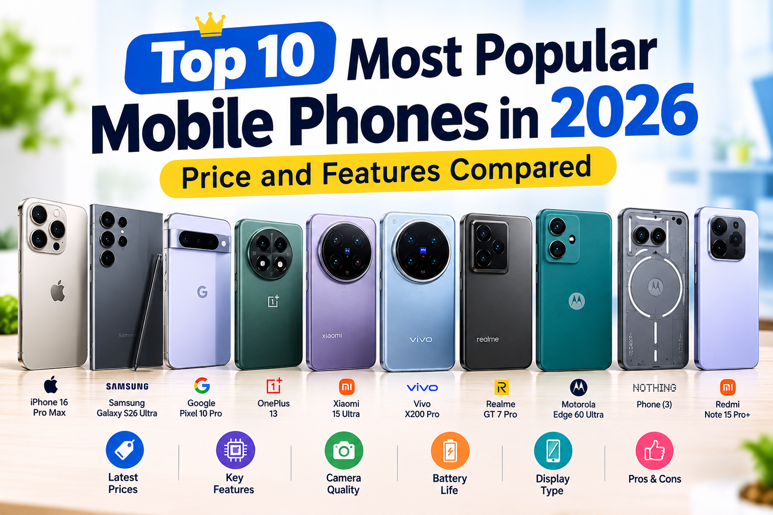 Top 10 Most Popular Mobile Phones in 2026: Price and Features Compared